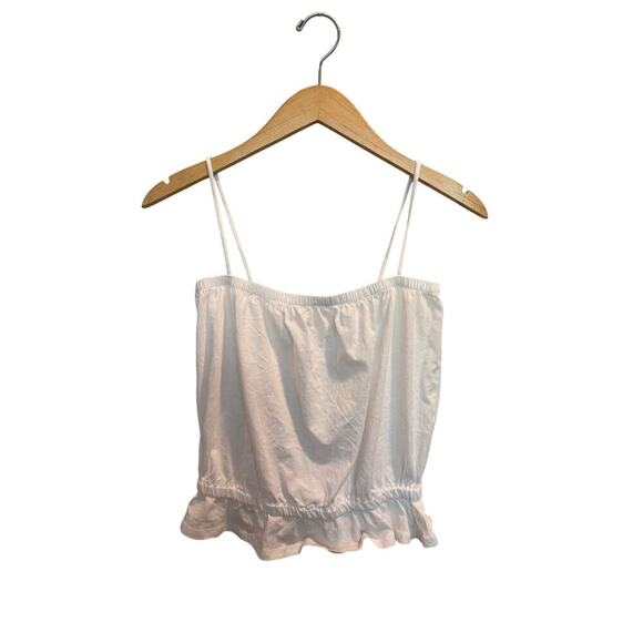 PST By Project Social T Peplum Ruffle Crop Tank Top Women’s Size S White NWOT - Picture 1 of 5